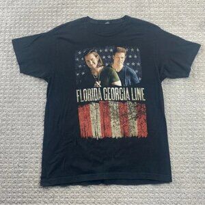 Florida Georgia Line TULTEX Shirt Men Large L Black Concert Tee Rodeo Texas 2014